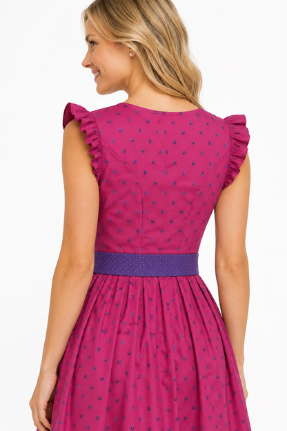 Berwin dirndl Nadja pink ruffled sleeve detail