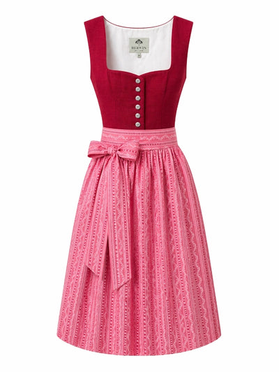 Berwin Long Dirndl 2pcs. 75cm 'Rosa' red