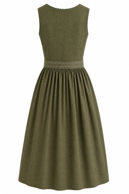 Berwin Long Dirndl 2pcs. 75cm 'Elke' olive