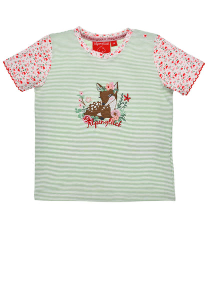 T-Shirt halbarm geringelt 'Bambi' - stripe green/white