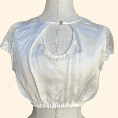 Kruger Collection ecru dirndl blouse, 100% polyester, size 36.