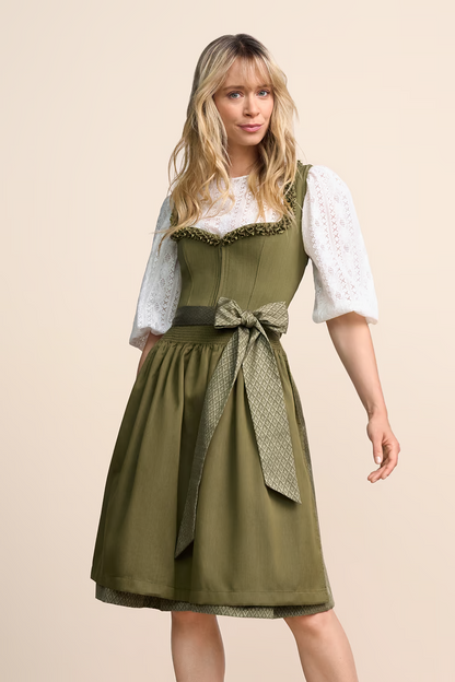 Kruger Midi Dirndl 2pcs. 60cm "Anica" olive (40)