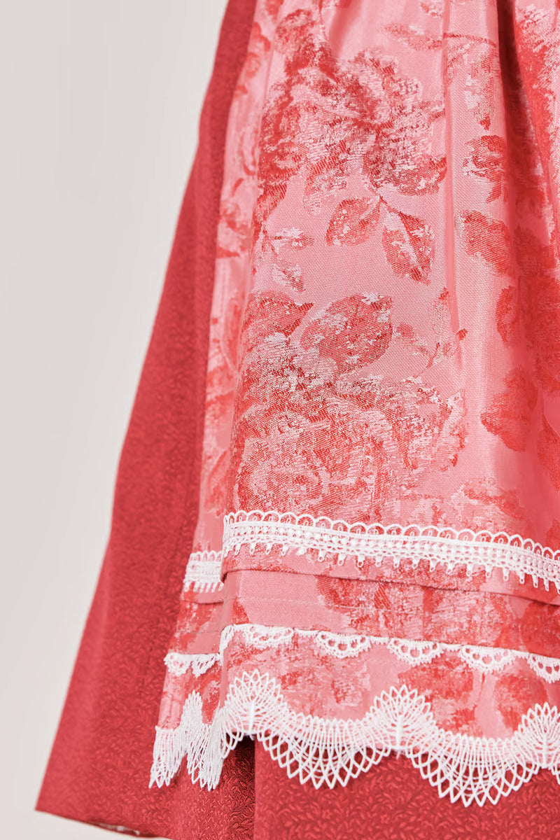 Kruger Midi Dirndl 2pcs. 60cm "Ulrika" red