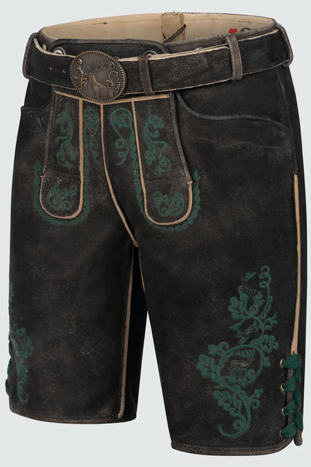 Trentini Men's Lederhosen "Oskar" dark brown with belt