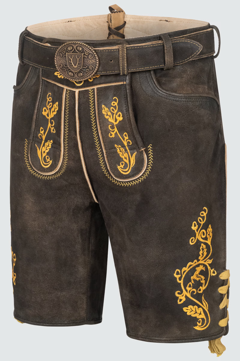 Kruger Men's Lederhosen "Tilo" brown/yellow