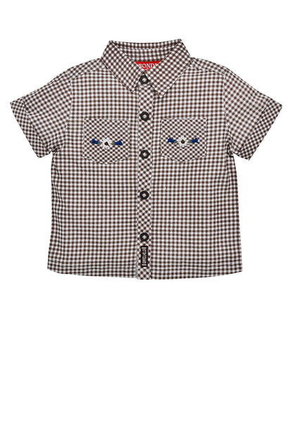 Trachtenhemd kariert - check brown/white