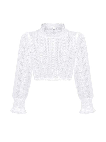 Berwin & Wolff Dirndl Blouse "Ella" white with wide sleeves and lace fabric.