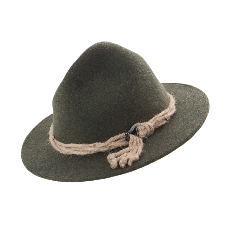 Faustmann Tricorn Hat with Rim,  100% Wool Brown with garniture