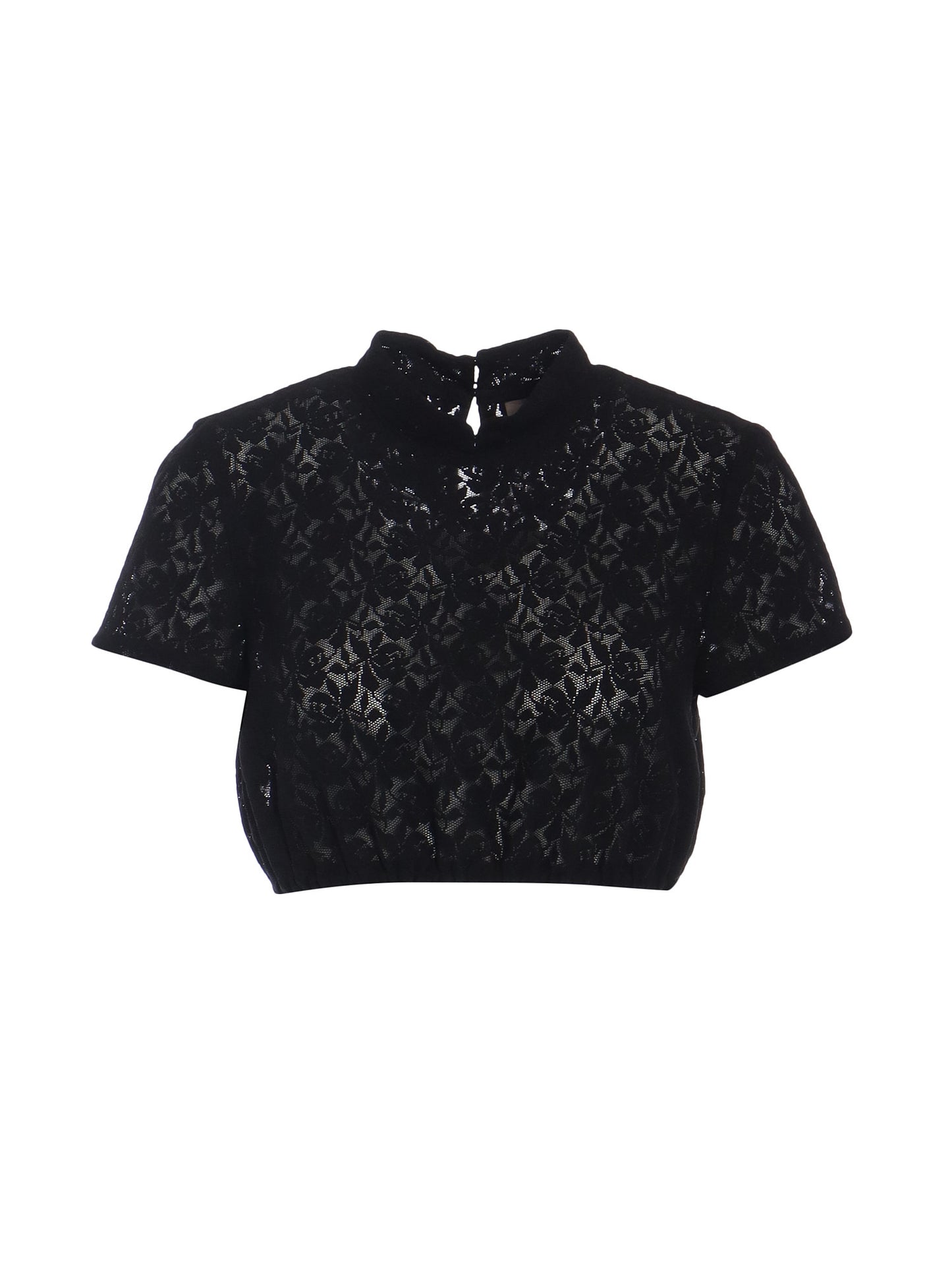 Berwin High-Neck Lace Dirndl Blouse, Black