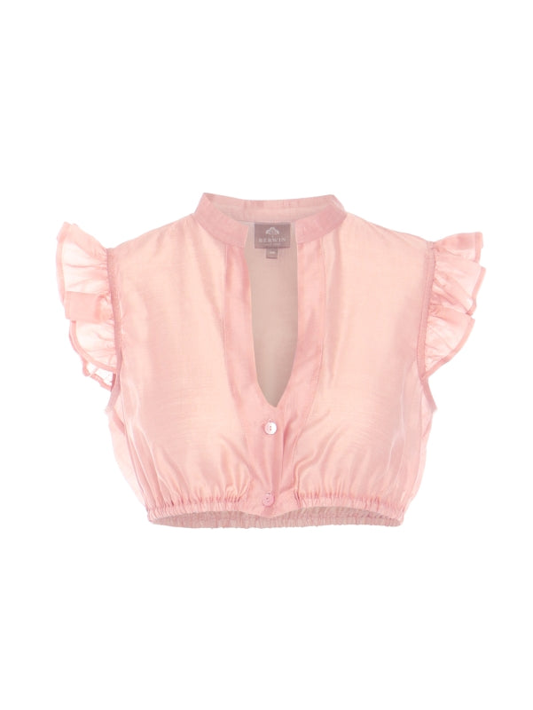 Berwin High-Neck Dirndl Blouse, Rose