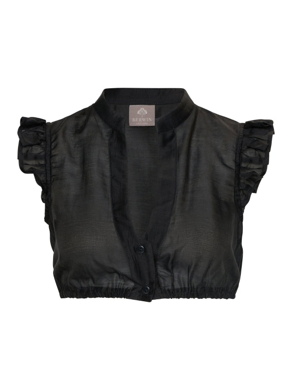 Berwin High-Neck Dirndl Blouse, Black