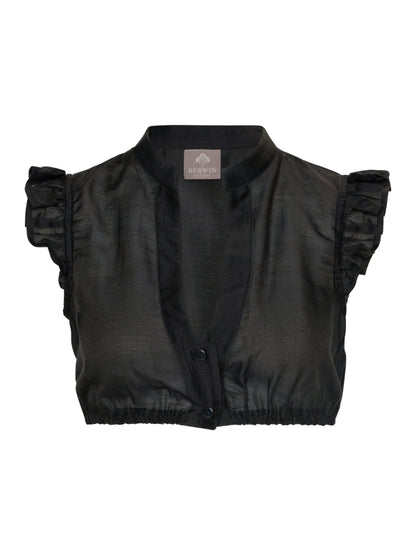 Berwin High-Neck Dirndl Blouse, Black