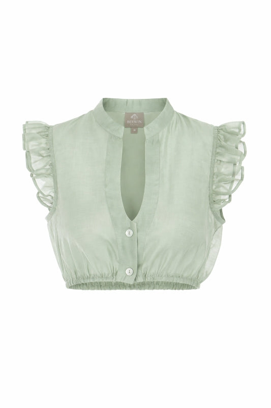 Berwin High-Neck Dirndl Blouse, Sage