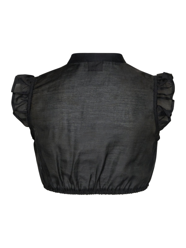 Berwin High-Neck Dirndl Blouse, Black