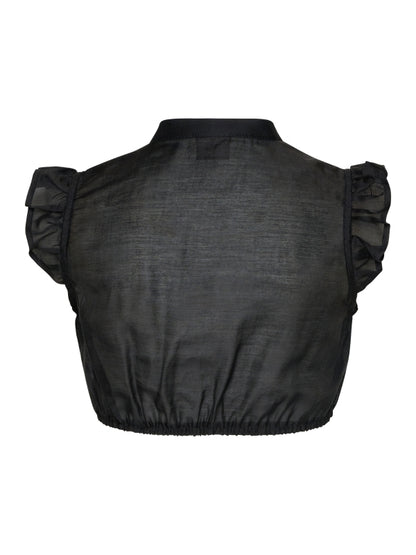 Berwin High-Neck Dirndl Blouse, Black