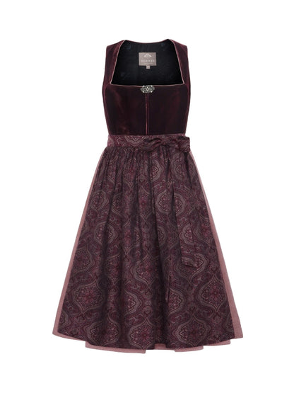 Berwin Velvet Long Dirndl 2pcs. 75cm "May" berry