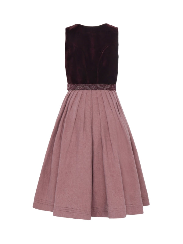 Berwin Velvet Long Dirndl 2pcs. 75cm "May" berry
