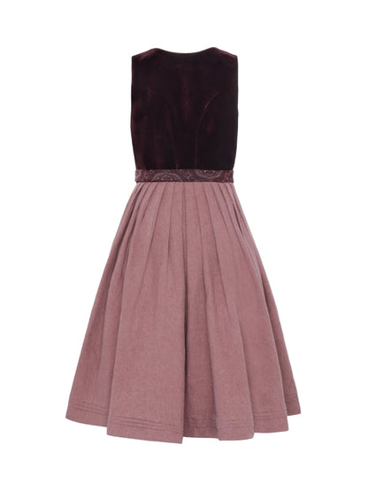 Berwin Velvet Long Dirndl 2pcs. 75cm "May" berry