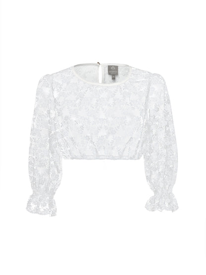 Berwin 3/4 Sleeve Embroidery Dirndl Blouse, Ecru
