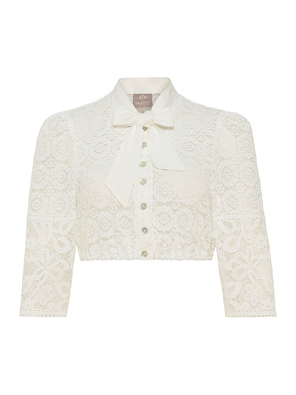 Berwin High-Neck Lace Dirndl Blouse, Ecru