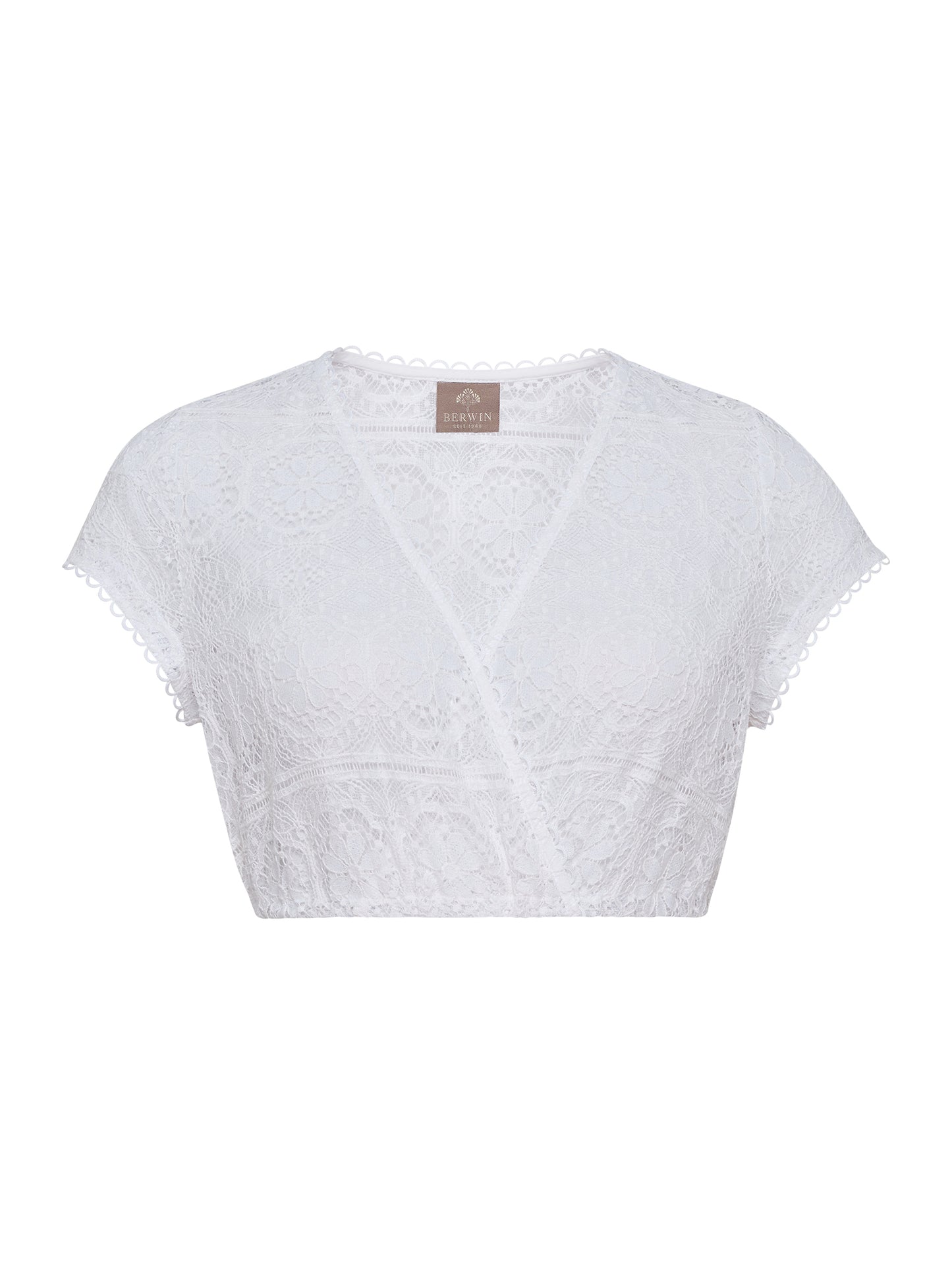 Berwin V-Neck Lace Dirndl Blouse, White