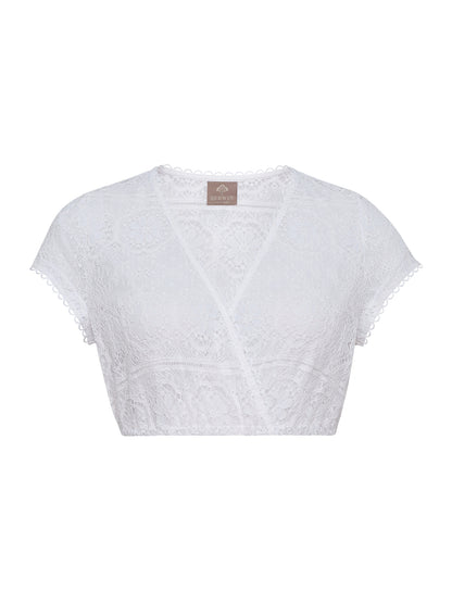Berwin V-Neck Lace Dirndl Blouse, White