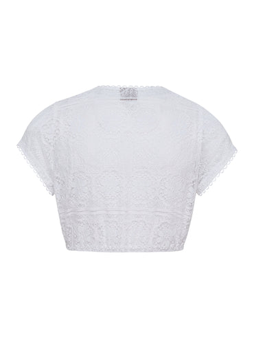 Berwin V-Neck Lace Dirndl Blouse, White