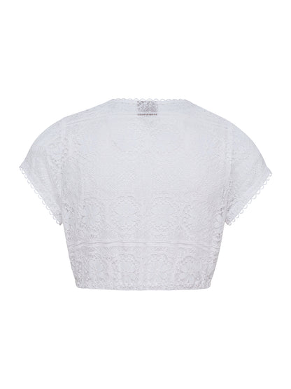 Berwin V-Neck Lace Dirndl Blouse, White