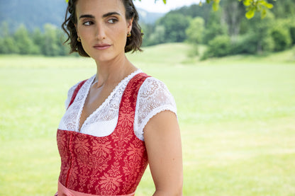 Berwin V-Neck Lace Dirndl Blouse, White
