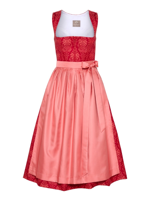 Berwin Long Dirndl 2pcs. 75cm "Cherry" red