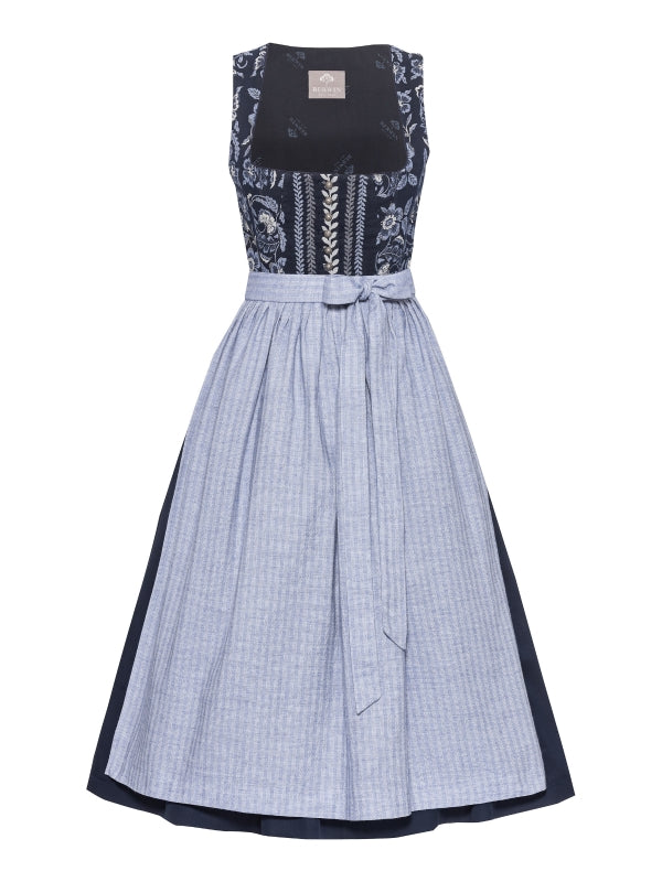 Berwin Jacquard Maxi Dirndl 2pcs. "Amalia" - Navy Blue