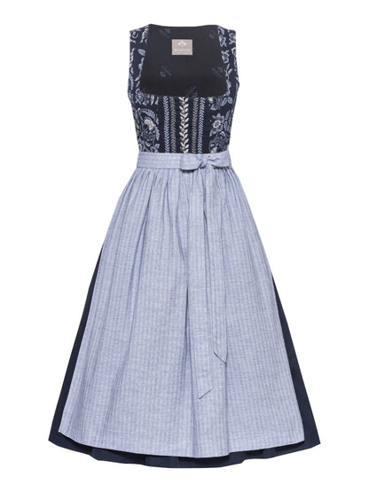Berwin Jacquard Maxi Dirndl 2pcs. "Amalia" - Navy Blue