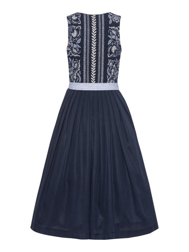 Berwin Jacquard Maxi Dirndl 2pcs. "Amalia" - Navy Blue