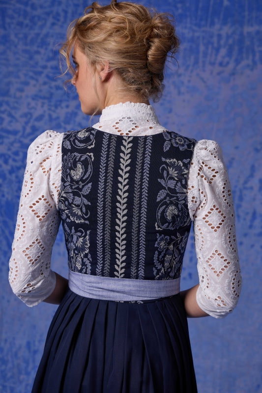Berwin Jacquard Maxi Dirndl 2pcs. "Amalia" - Navy Blue