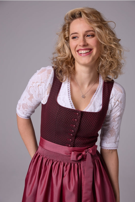 Berwin Maxi Dirndl 2pcs. 80cm "Leonie" dark red