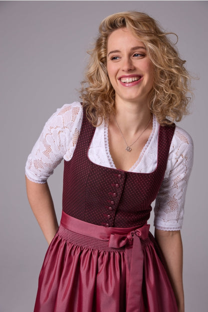 Berwin Maxi Dirndl 2pcs. 80cm "Leonie" dark red