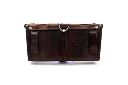 Swiss Army Stgw 57 Leather Utility Bag with Braided Rifle Sling & Antique Silver Edelweiss Accents