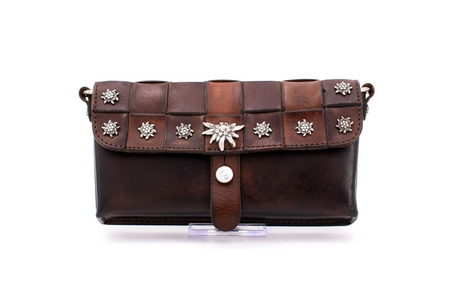 Swiss Army Stgw 57 Leather Utility Bag with Braided Rifle Sling & Antique Silver Edelweiss Accents