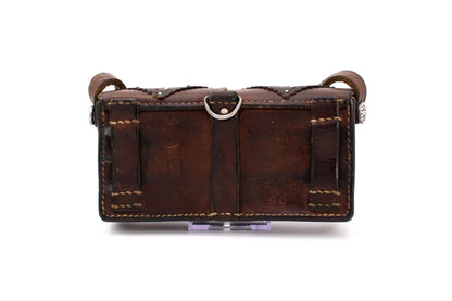 Sima Austrian Leather & Canvas Field Shoulder Bag with Mechanical Carabiner Snap