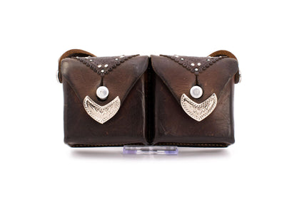 Sima Austrian Leather & Canvas Field Shoulder Bag with Mechanical Carabiner Snap