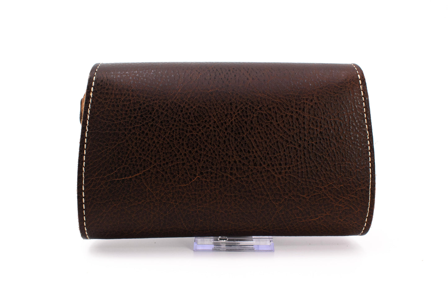 Brown clutch with "deer" embroidery pattern