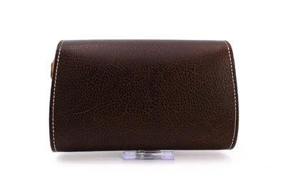 Brown clutch with "deer" embroidery pattern