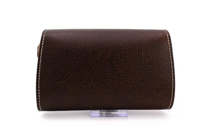 Austrian Structured Brown Leather Clutch Purse with Traditional "Deer" Embroidery