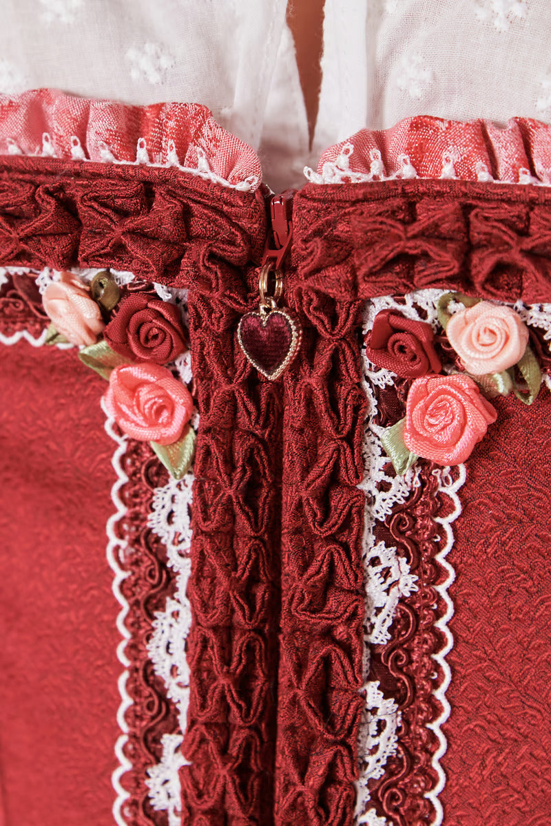 Kruger Midi Dirndl 2pcs. 60cm "Ulrika" red