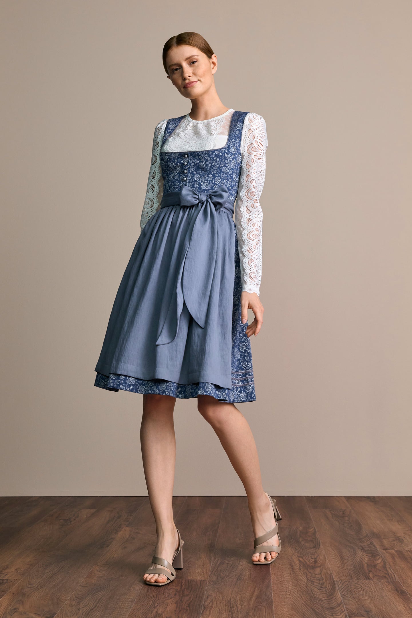 Julia Trentini Linn Midi Dirndl, Blue — 60cm