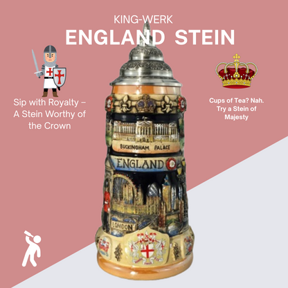 England Panorama Stein with pewter lid