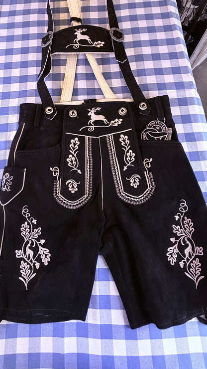 Men's Lederhosen "Vogtland" H-Straps Black