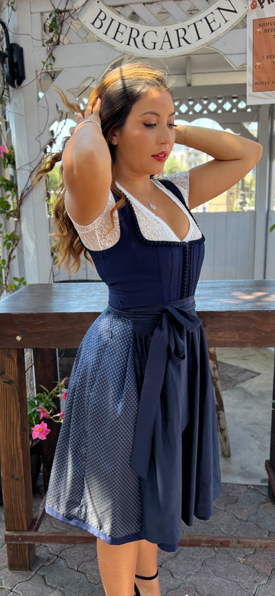 Midi Dirndl 2pcs. 60cm "Element" blue (sizes 38,44)