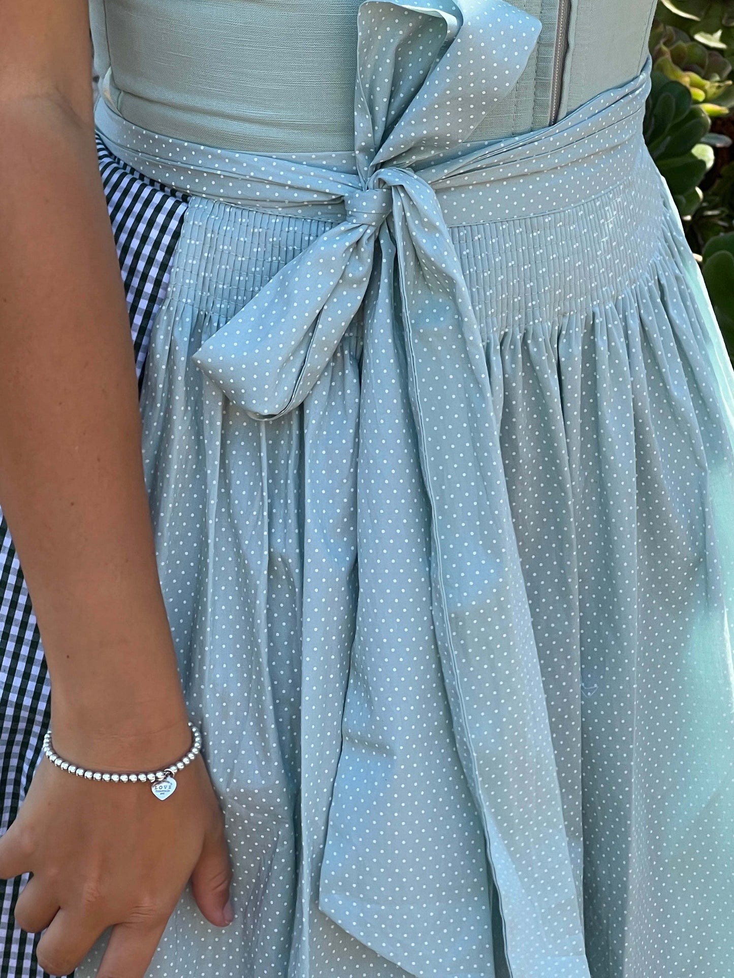 Mini Dirndl 2pcs. 50cm "Lyvia" sage (sizes 36,38 in USA stock)