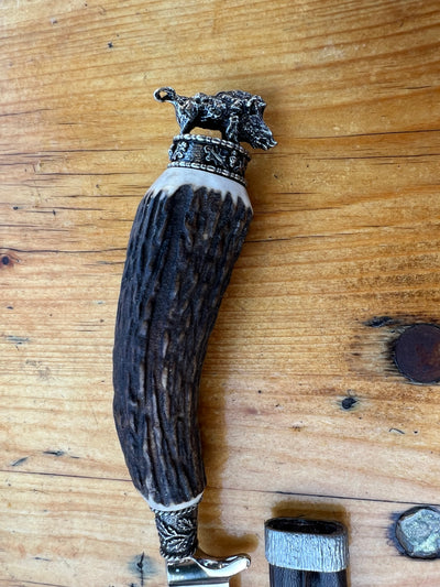 Traditional Deer Horn Knife with Boar